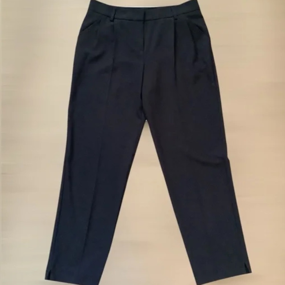 Blumarine Italy Black Tailored Pants Straight Leg Slit Hem EU 42 Lightweight